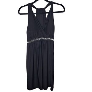 Fredericks Of Hollywood Dress Womens L Black Beaded Waist Halter Slip‎ Nightgown